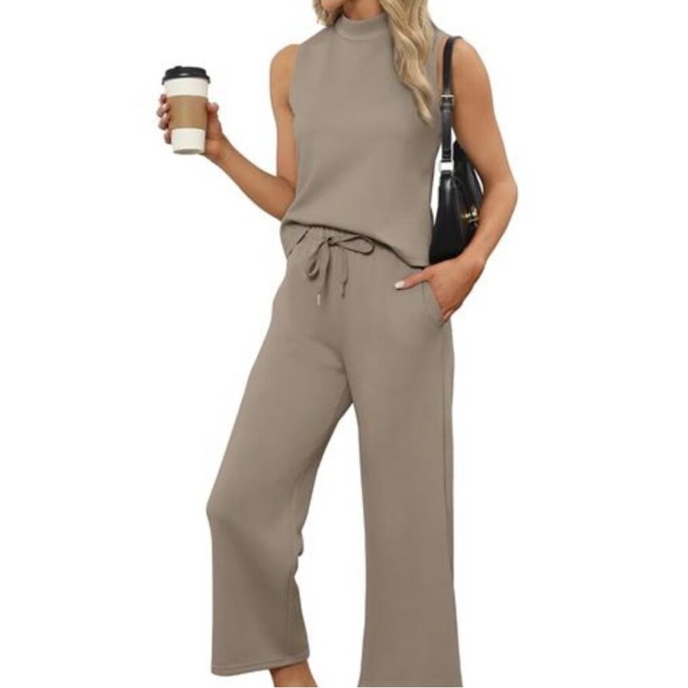 SAMPEEL Two Piece Sets for Women Summer Outfits Lounge Sets Mock Neck Top sz m